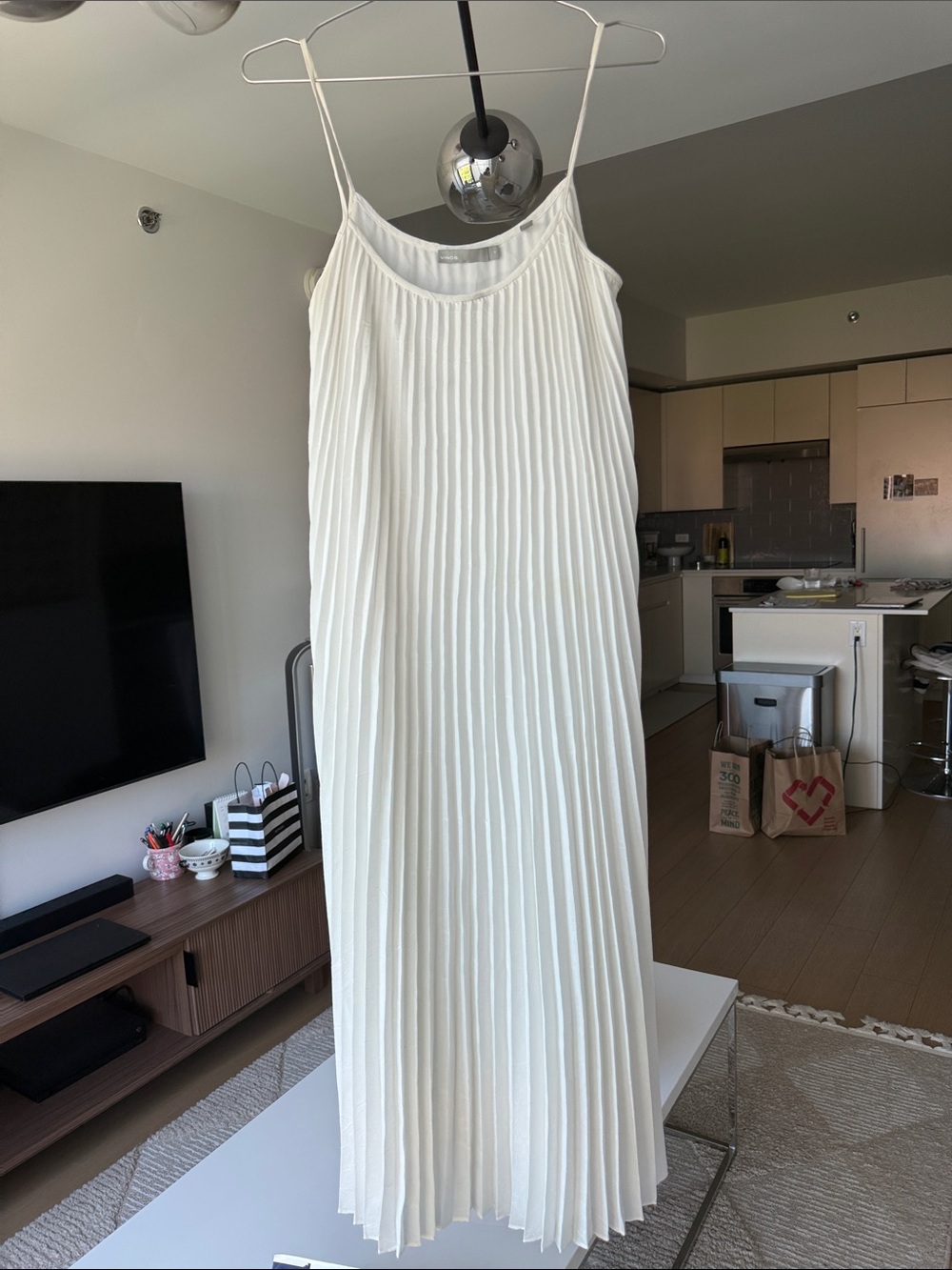 Vince Women's White Pleated Slip Dress - Elegant Summer Dress